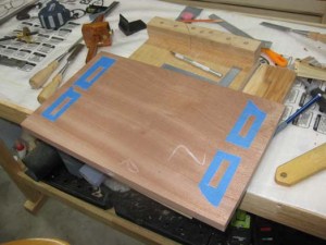 Marking mortise locations in the stool tops